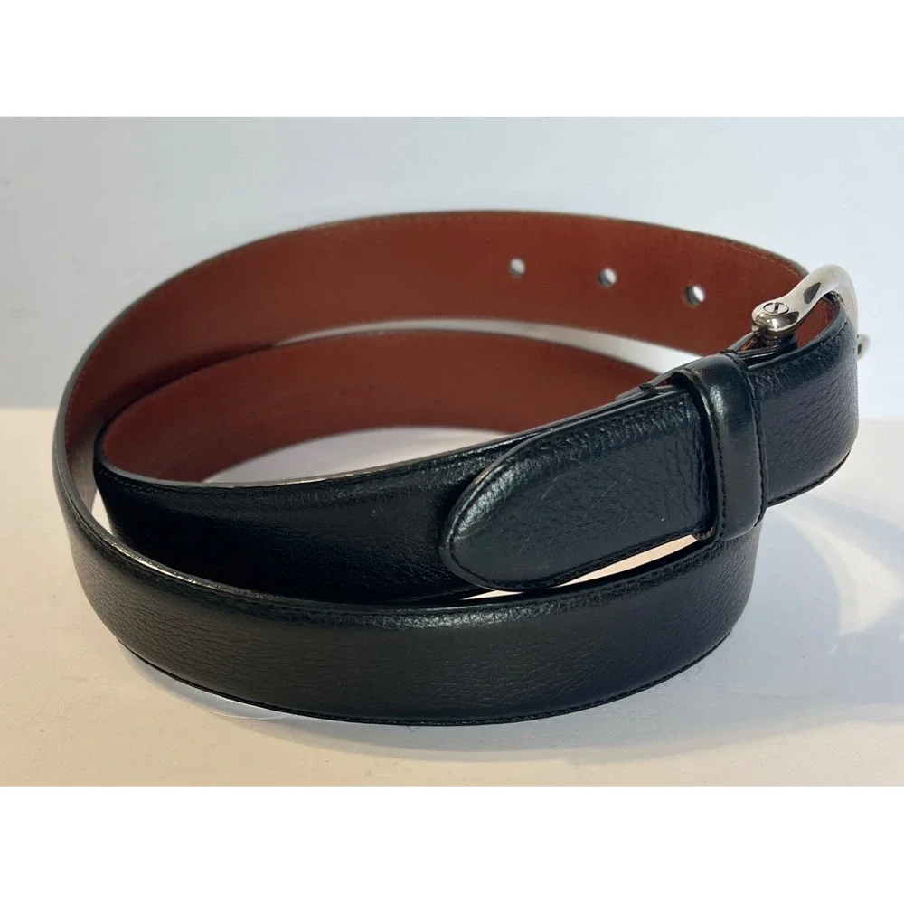 Coach Vintage Black Italian Calfskin Leather Belt 32 80cm Solid Brass Italy 3701